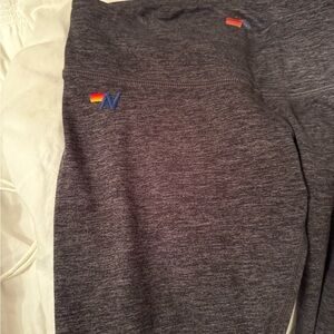Aviator Nation Gray Leggings with Rainbow Detail
